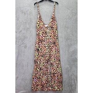 Bar III Swim Cover‎ Up Womens Size XL Maxi Animal Print Sleeveless Summer Beachy